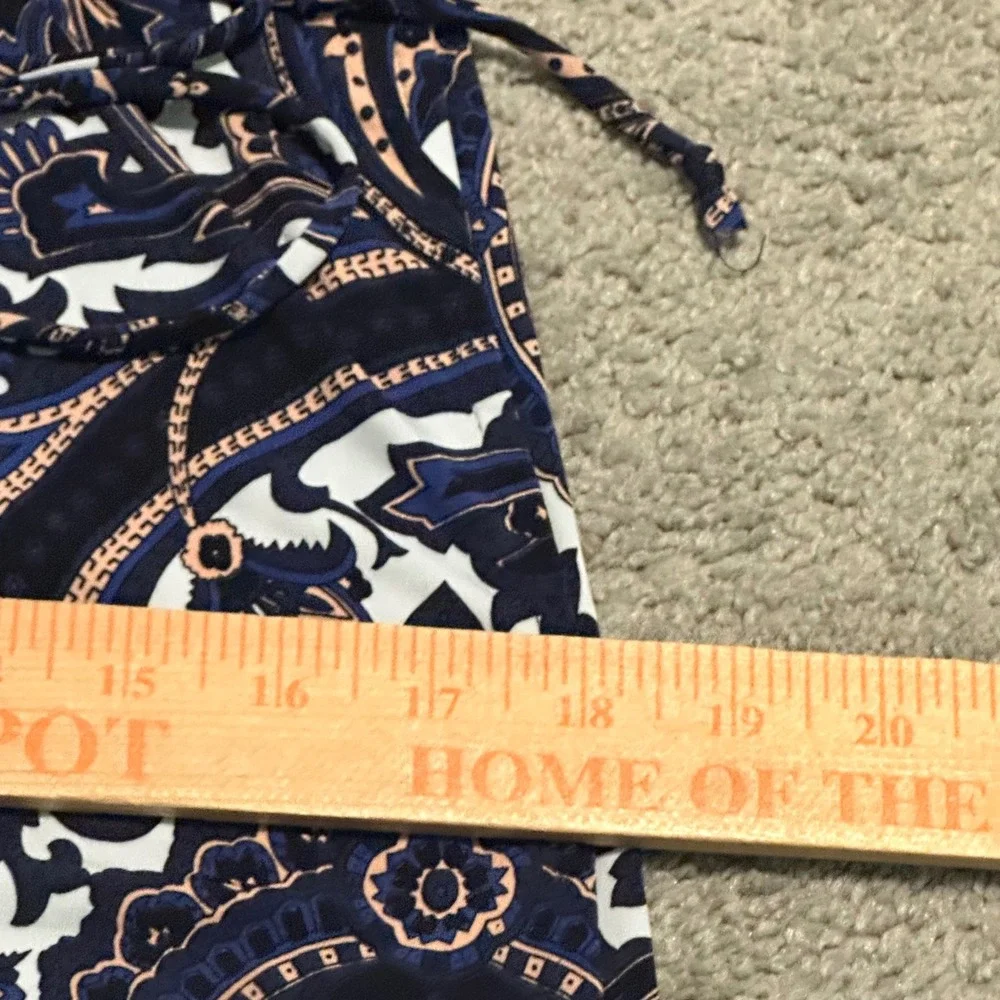 Michael Kors Navy‎ Blue Paisley Medallion Wrap Dress Sleeveless V-Neck Medium